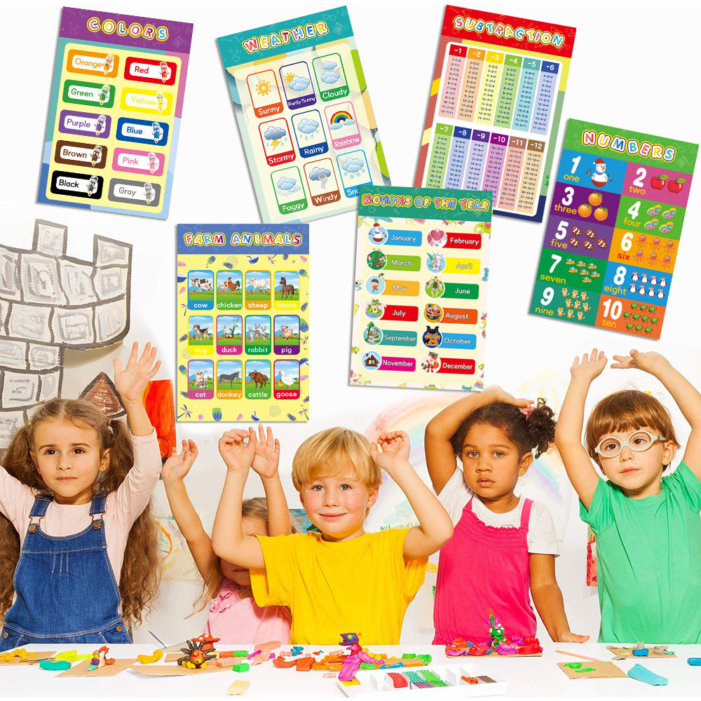 Children's Early Education Wall Chart – ABCs, Time, Seasons, and More