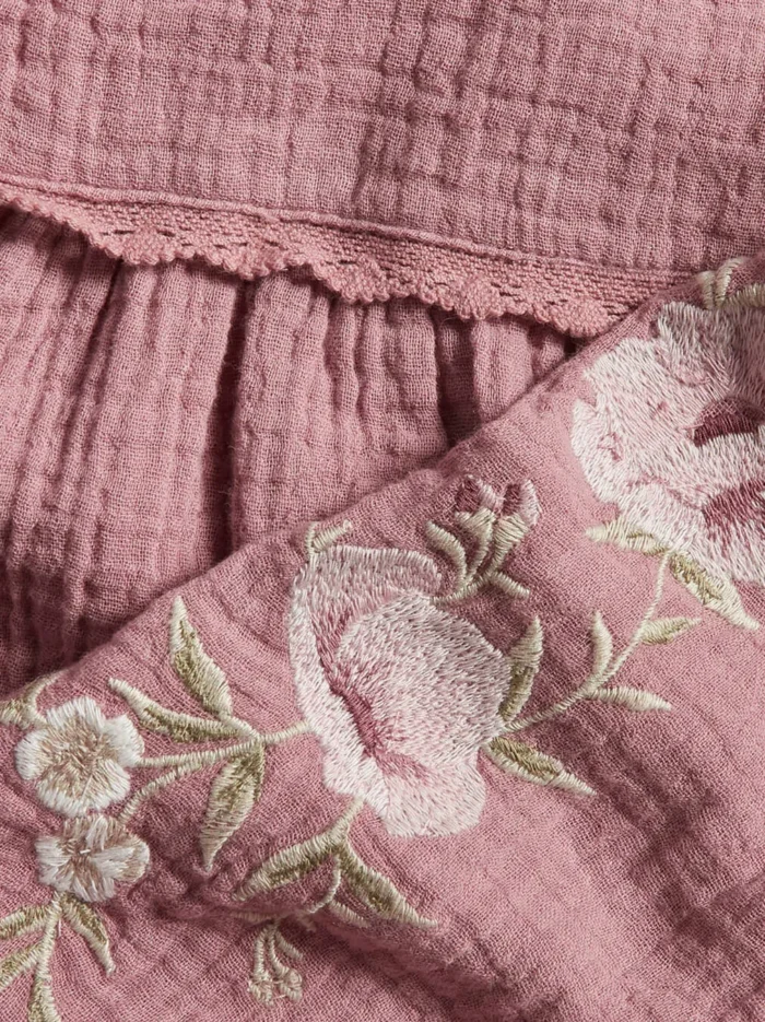 Girls Pink Floral Print Dress - Image 2