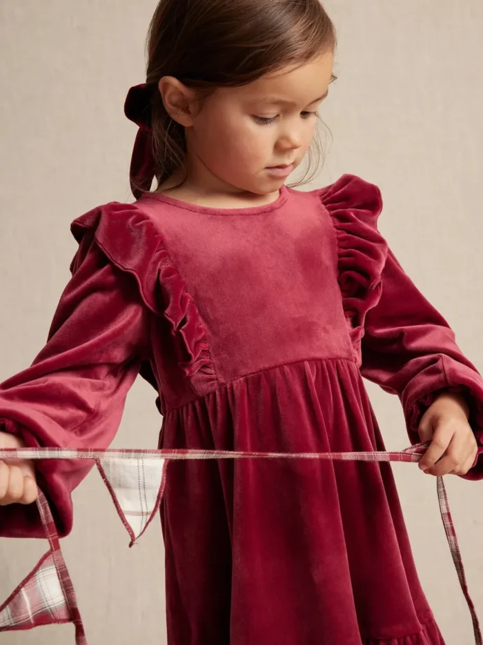 Kids Velvet Bloom Dress - Image 2