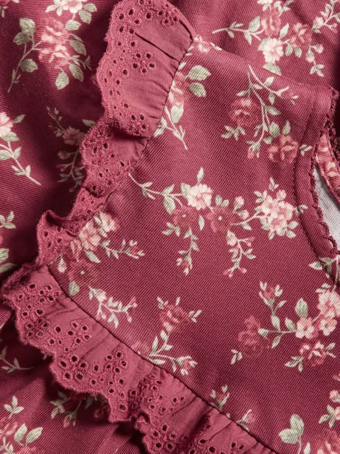 Kids Red Floral Jersey Dress - Image 2