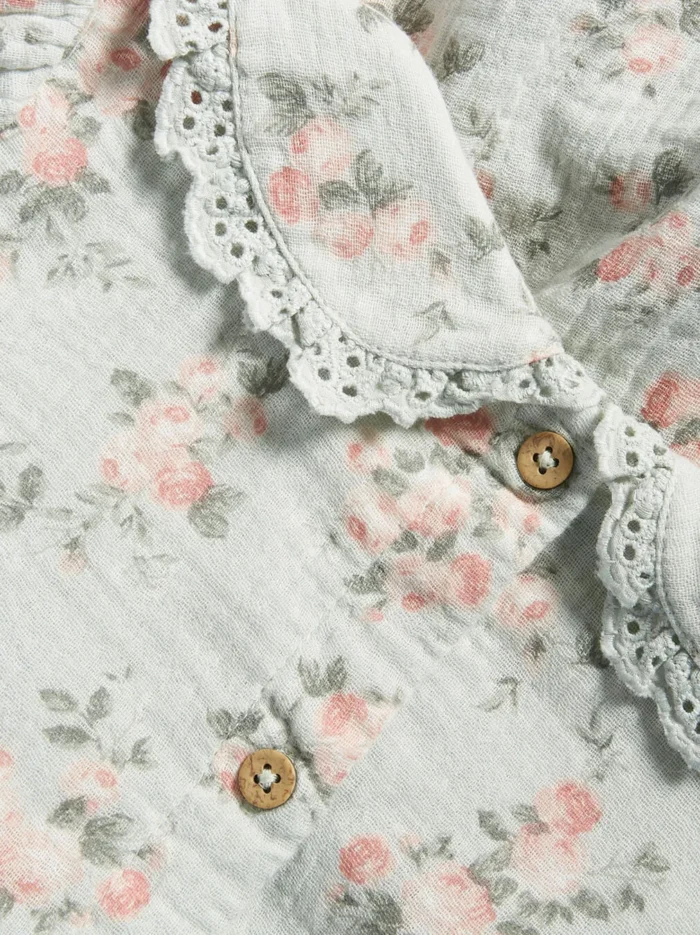 Kids' Green/White Rose Dress - Image 2