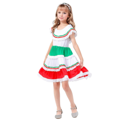 Girls Mexican Festival Lace Dress - Carnival & Cultural Costume