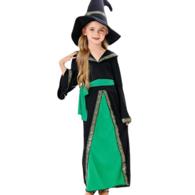 Witch Vampire Costume - Girls Green Fantasy Outfit