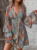 Elegant Woman Paisley Party Midi Dress Fashion