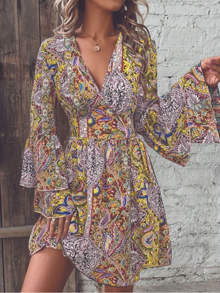 Elegant Woman Paisley Party Midi Dress Fashion - Image 3