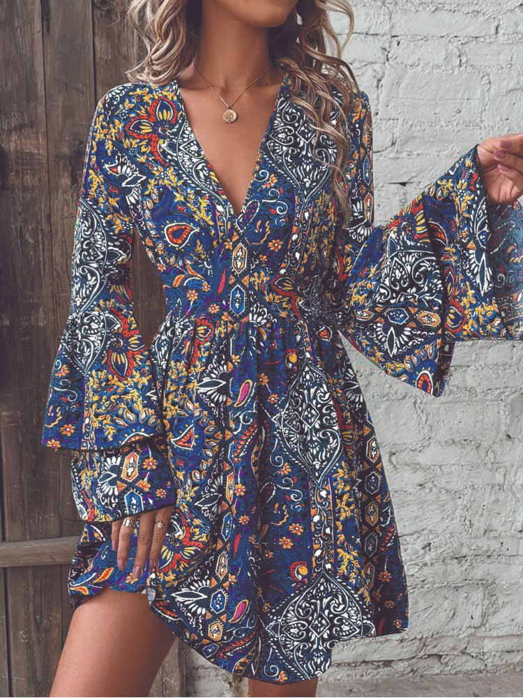 Elegant Woman Paisley Party Midi Dress Fashion - Image 4