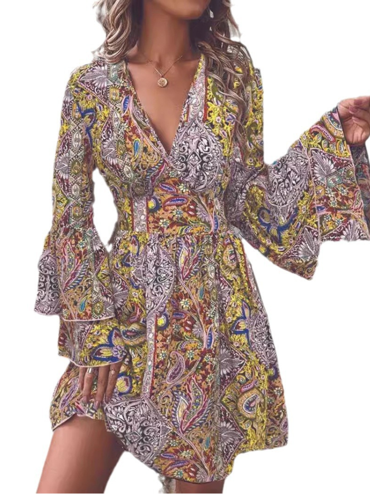 Elegant Woman Paisley Party Midi Dress Fashion - Image 5