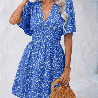 Women’s Elegant Floral Midi Dress - Fashion Party