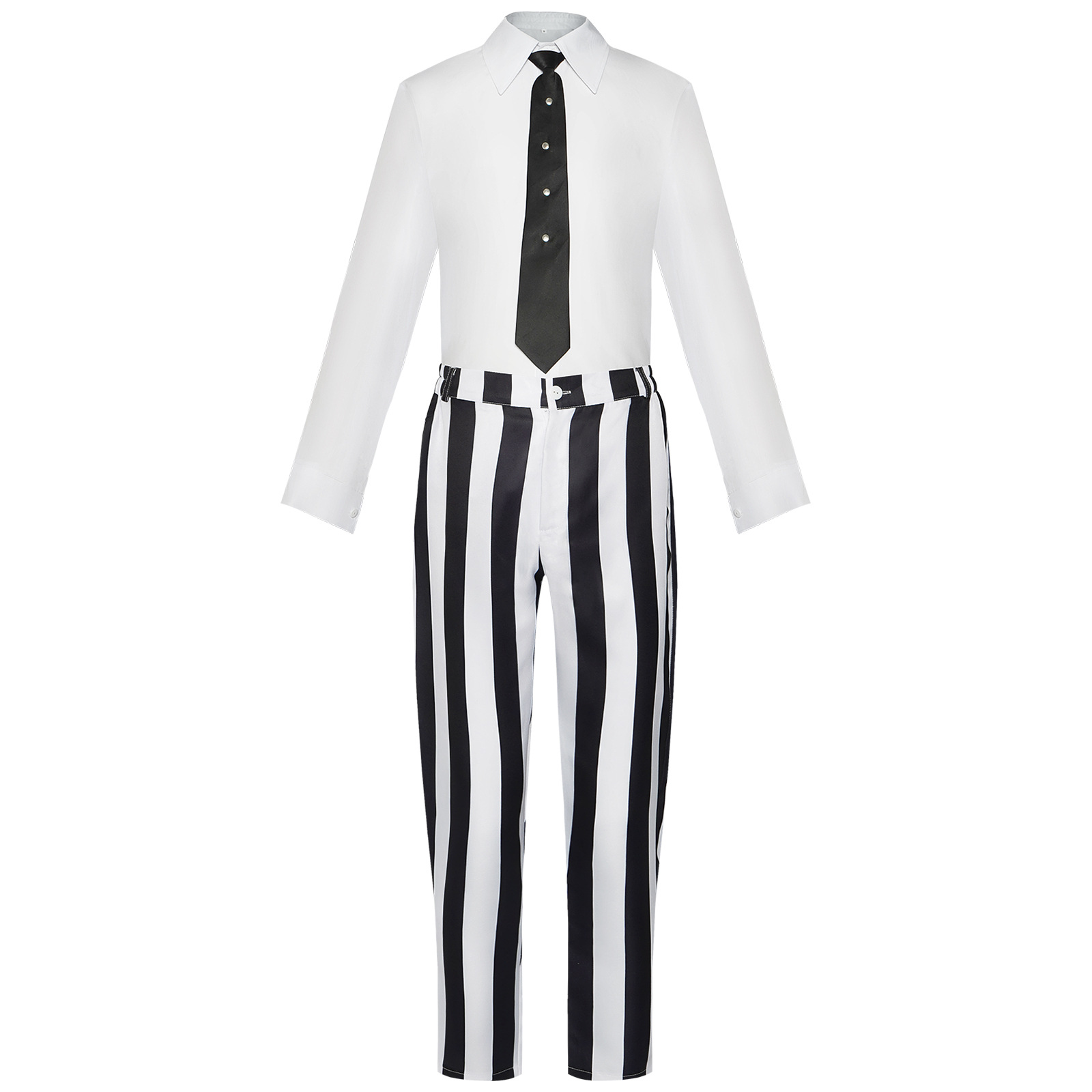 Beetlejuice Striped Suit Cosplay – Adult Costume Set with Tie & Shirt - Image 2