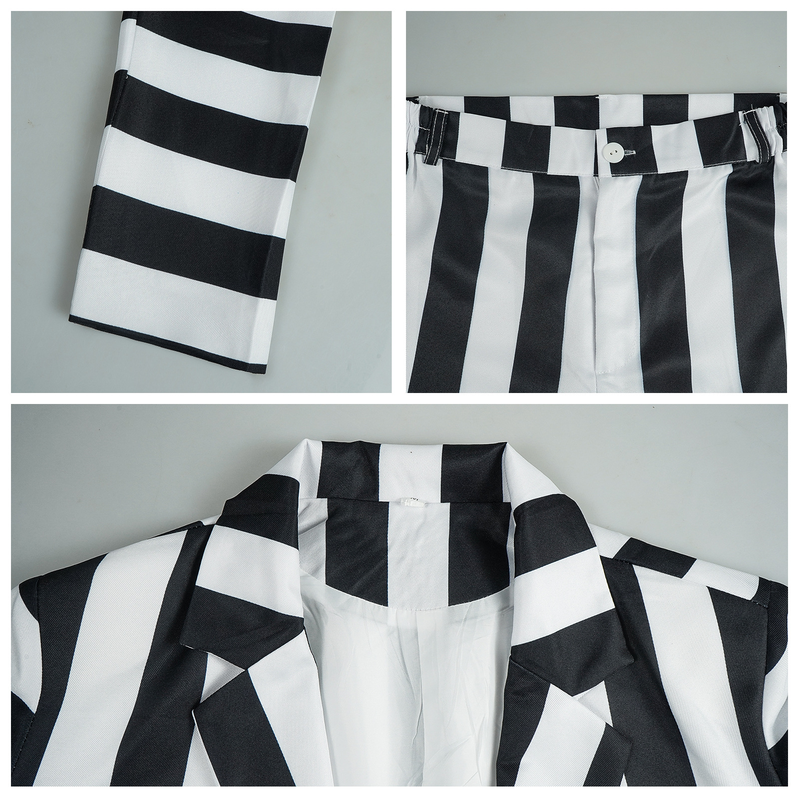 Beetlejuice Striped Suit Cosplay – Adult Costume Set with Tie & Shirt - Image 4