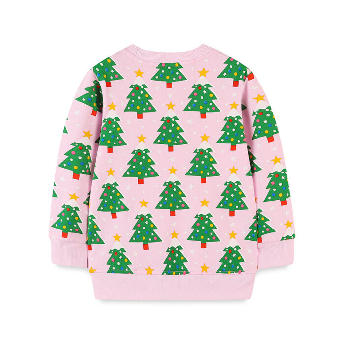 Kids Christmas Tree Sweater – Pink Festive Pullover (Toddler–Big Kid)  - Image 2