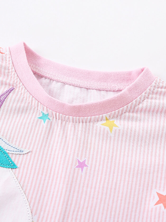 Unicorn Pajamas for Girls – Pink Cotton Kids Sleepwear Set  - Image 2