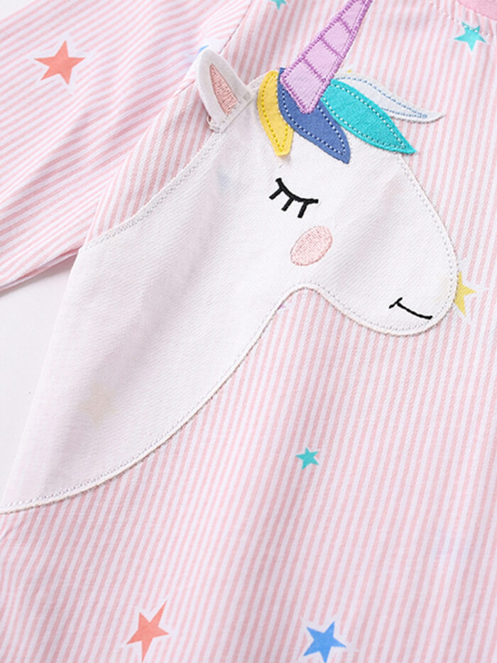 Unicorn Pajamas for Girls – Pink Cotton Kids Sleepwear Set  - Image 3
