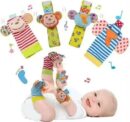 Baby Wristband & Sock Rattles Set – Soft Animal Plush Toys 