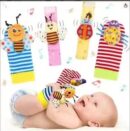 Baby Wristband & Sock Rattles Set – Soft Animal Plush Toys 