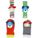 Baby Wristband & Sock Rattles Set – Soft Animal Plush Toys 