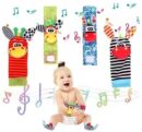 Baby Wristband & Sock Rattles Set – Soft Animal Plush Toys 