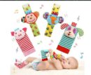 Baby Wristband & Sock Rattles Set – Soft Animal Plush Toys 
