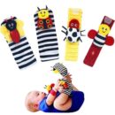 Baby Wristband & Sock Rattles Set – Soft Animal Plush Toys 