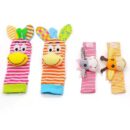 Baby Wristband & Sock Rattles Set – Soft Animal Plush Toys 