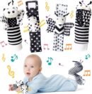Baby Wristband & Sock Rattles Set – Soft Animal Plush Toys 