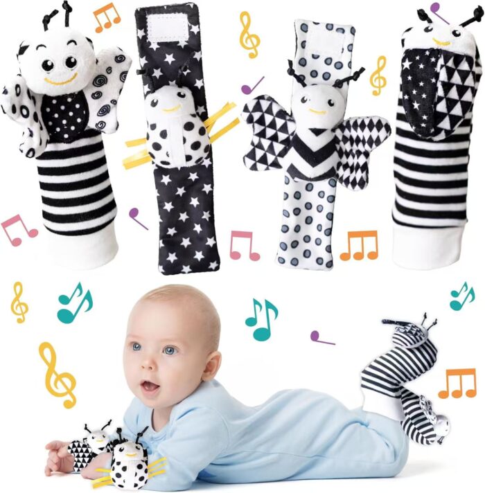Baby Wristband & Sock Rattles Set – Soft Animal Plush Toys  - Image 22
