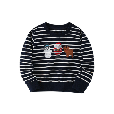 Boys Christmas Sweatshirt - Autumn Winter Striped Cotton Top
