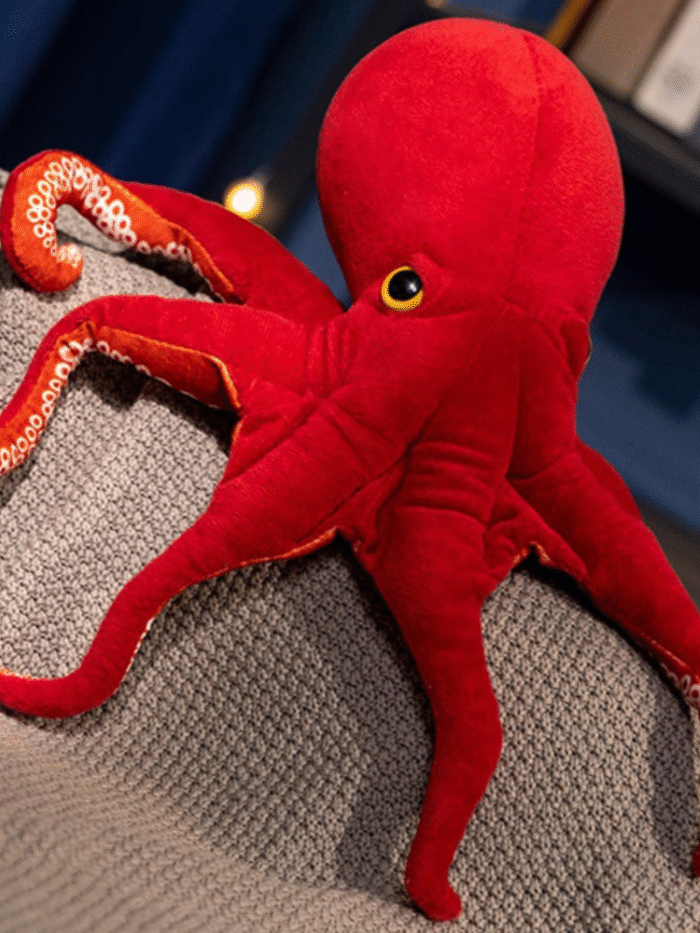 Large Red Octopus Plush Toy – Soft Cartoon Squid Pillow for Kids & Teens - Image 2