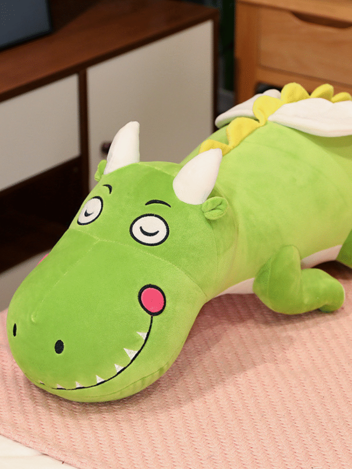 Large Dinosaur Plush Toy – Soft Long Sleeping Pillow with Crossed Legs for Kids & Teens - Image 3